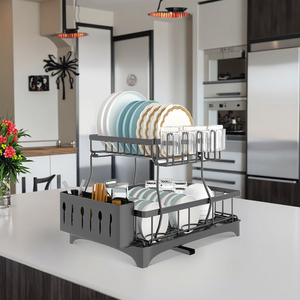 Hot bán 2-tầng sắt món ăn khô drainer Giá bán hàng đầu trên bồn rửa gấp treo drainboard nhà bếp thiết yếu - Product Image 6