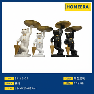 Resina decorativa in bianco e nero sculture 24x20x33cm Mix per l'arredamento della casa - Product Image 1