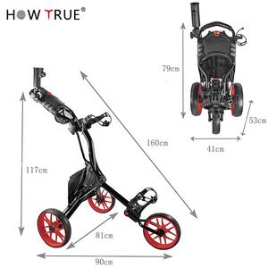 कैसे असली थोक चिकनी ड्राइविंग या पुश पुल फोल्डेबल गोल्फ कार्ट छोटे तह 3 पहियों पोर्टेबल चलती गोल्फ ट्रॉली - Product Image 4