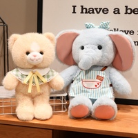 Peluche Animale Mignonne et Moelleuse, Éléphant ou Chat Kawaii, Compagnon en Peluche, Décoration, Cadeau d'Anniversaire pour Enfants