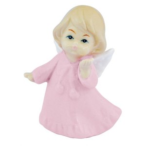 Angelo in Ceramica Rosa Personalizzabile per Decorazioni Natalizie 5.7*4.2*7.3 - Product Image 1