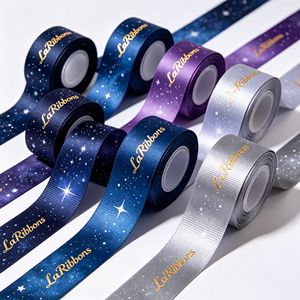 Ruban Gros-Grain Personnalisé à Imprimé Galaxie et Étoiles, Thème Spatial, en Polyester, pour Emballage Cadeau, Vente en Gros en Rouleau - Product Image 5