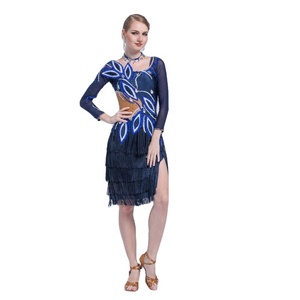 L-17198 Kid vestido de actuaciones de baile latino adulto, vestido de borla de rumba de <span class=keywords><strong>toro</strong></span> de baile de manga larga - Product Image 1