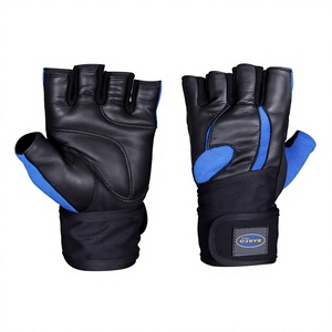 Gants de musculation personnalisés pour hommes en cuir de vachette légers, respirants, antidérapants, avec sangle de poignet réglable et fentes pour les doigts (demi-doigts) - Product Image 1