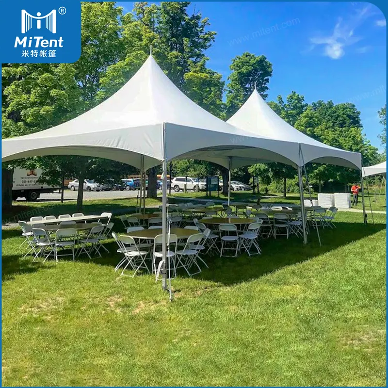 50 Seats Canopy Tent with Tables and Chairs 6x12m Party Tent UV Resistant