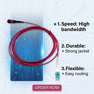 สายแพทช์ไฟเบอร์ออปติก OM4 MPO TO LC uniboot 2 24 Core มีความหนาแน่นสูงสำหรับศูนย์ข้อมูล40g 100G SR4 - Product Image 1