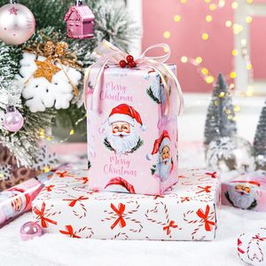 Papel de Regalo Navideño Burymento, 17 Pulgadas x 32.8 Pies, Reversible, Diseño de Bastones de Caramelo Rosados con Santa Claus - Product Image 5