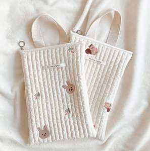 Bolso de mano con cremallera portátil Ins de Corea suave Popular, bordado acolchado, almacenamiento para cochecito de bebé, bolsa para mamá, bonita bolsa de pañales de dibujos animados - Product Image 3