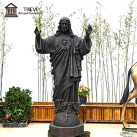 Grande sculpture de Jésus en bronze TREVI avec main ouverte, statue religieuse antique de Jésus le Sauveur pour extérieur, à vendre