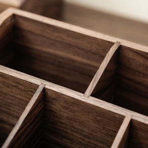 6-Compartment Solid Walnut Storage Box Makeup <strong>Remote</strong> Control Comb <strong>Organizer</strong> <strong>for</strong> Nightstand Desktop Mortise and Tenon Structure - Product Image 6