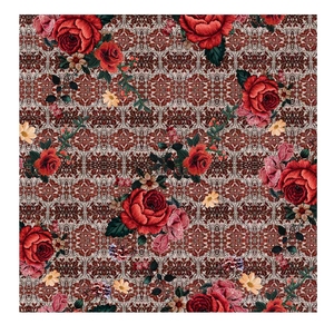 Vendita calda poliestere <span class=keywords><strong>crepe</strong></span> chiffon terra fiore rosa design per abito moda donna tessuto - Product Image 1