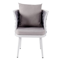 Fauteuils modernes en aluminium pour patio et jardin, chaises de salle à manger en corde grise