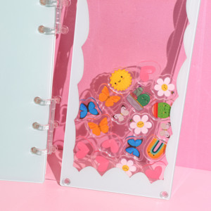 Tùy Chỉnh Phim Hoạt Hình Shaker Máy Tính Xách Tay Cuộn Dây Xoắn Ốc Sáng Tạo Văn Phòng Phẩm <span class=keywords><strong>A5</strong></span> Shaker Máy Tính Xách Tay Sáu Lỗ Acrylic Quicksand Loose-Leaf Cuốn Sách - Product Image 5