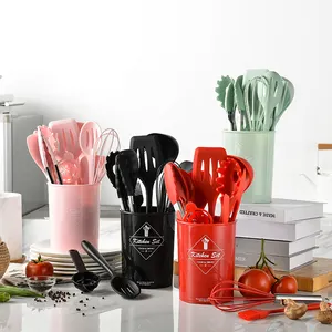 10Pcs Silicone Kitchen Utensils With Full-Tang Handle Silicone Red & Black Kitchen Utensils new colors available