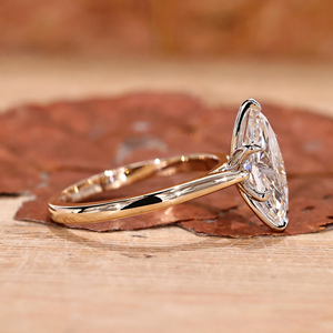 Anello da Donna Minimalista <span class=keywords><strong>di</strong></span> Tendenza con Diamante CVD Coltivato in Laboratorio Personalizzato, Taglio Marquise, in Oro 14K, Certificato IGI, Solitario - Product Image 2