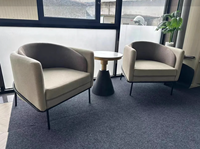 GEDO Ensemble mobilier moderne en lin 2 canapés commerciaux simples 1 table ronde Réception des clients Bureau Canapé