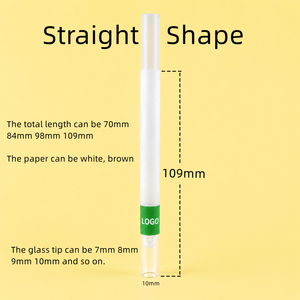 Straight Disposable Cigarette Filter <b>Paper</b> Tube 109mm with Glass Tip Logo Branded - Product Image 1