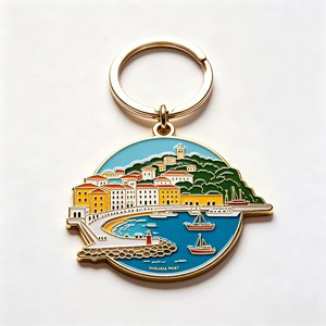 Porte-clés Souvenir Tendance en Alliage de Zinc Émaillé avec Logo Personnalisé <span class=keywords><strong>Cap</strong></span>-<span class=keywords><strong>Vert</strong></span> Sea City - Product Image 1