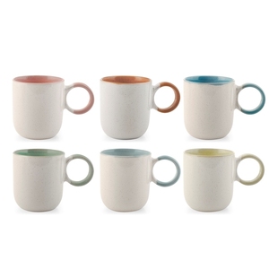 Set di Sei Tazze in Ceramica Atelier da 350cc in Colori Assortiti - Product Image 1