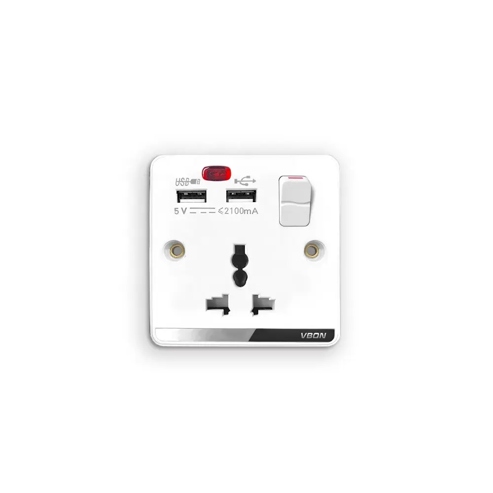 Venta al por mayor de fábrica Interruptor de toma de corriente universal control 1A1C 5V Puerto USB Tipo C Carga rápida Enchufe de pared universal