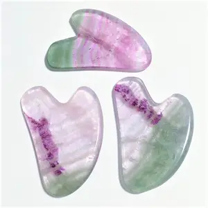 Gems Factory made fluorite heart shape guasha tool set rullo di giada e massaggiatore per scatole