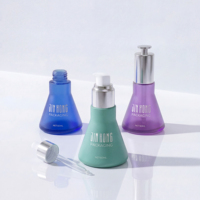 Flacon en verre transparent de 50 ml, forme unique et luxueuse, pour sérum ou lotion, vide, avec pompe ou compte-gouttes, emballage pour soins de la peau