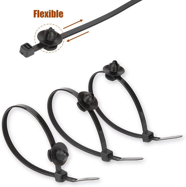 Universal 7 Sizes Car Wire Loom Routing Clips New Push Mount Cable Zip Tie with Car Clips