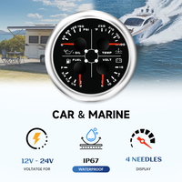 MrGauge 85mm 24V 12V Alat Ukur Kecepatan GPS Universal untuk Kapal Laut/Otomotif, Odometer, Tachometer, Temperatur Air, Tekanan Oli, Level Bahan Bakar, Volt