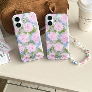 Custodia a doppio strato con foglia verde e stampa floreale TPU in morbido fiore <span class=keywords><strong>rosa</strong></span> per <span class=keywords><strong>iPhone</strong></span> 16/15/<span class=keywords><strong>14</strong></span> Pro Max in stile <span class=keywords><strong>Cover</strong></span> protettiva IMD - Product Image 3