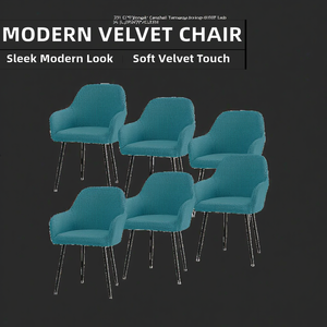 Chaise de salle à manger moderne nordique avec pieds en métal, chaise de salle à manger rembourrée en tissu pour la maison, meubles de salle à manger - Product Image 2