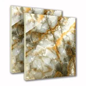 24 africa bay printed gold vein white marble tile