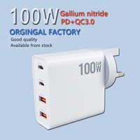 Pengisi daya USB C lipat 100W GaN, pengisi daya dinding Multi 4-Port PD Multi Untuk Laptop portabel