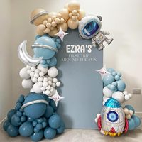 Kit de guirlande de ballons Spatiaux : Ballons en aluminium Astronaute et Fusée Durables pour Anniversaire Thème Espace Adolescent, Décorations d'arche pour Fête du Ramadan