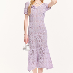 <span class=keywords><strong>Abito</strong></span> Midi da donna <span class=keywords><strong>in</strong></span> <span class=keywords><strong>maglia</strong></span> <span class=keywords><strong>viola</strong></span> elegante <span class=keywords><strong>in</strong></span> cotone personalizzato - Product Image 1