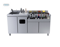 Barra de Bar Profesional de Acero Inoxidable con Doble Refrigeración, Estación de Trabajo Comercial para Bartender, Gabinete de Refrigeración Digital