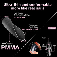 240 faux ongles en gel souple, courts, forme amande, couvrance totale, forme cercueil, forme stiletto, finition mate givrée, à presser, pour manucure DIY et salon