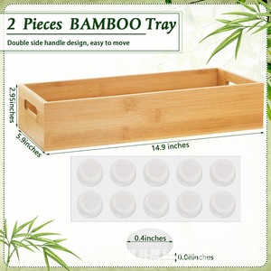 Wooden Storage <b>Box</b> 38x15x7.5cm Open Top With Handle For Bathroom Toiletries Eco Friendly <b>Makeup</b> Organizer - Product Image 5