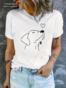 Camiseta deportiva con cuello redondo y estampado de perro, camisetas informales de manga corta para correr, ropa deportiva estética para mujer - Product Image 2