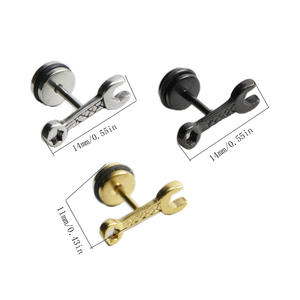 <b>Stud</b> Earrings <b>Titanium</b> Steel Screw Shape Geometric Design For Men Fashion Jewelry - Product Image 2