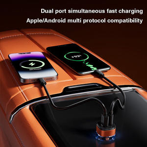 อะแดปเตอร์ที่จุดบุหรี่<span class=keywords><strong>2</strong></span>พอร์ตสำหรับรถยนต์52.5W โปร่งใสชาร์จเร็ว USB C อะแดปเตอร์ที่ชาร์จสำหรับ iPhone <span class=keywords><strong>iPad</strong></span> <span class=keywords><strong>airpods</strong></span> Samsung - Product Image 3