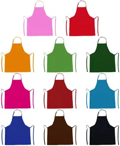 Ajustável personalizado 300d X12s Spun Polyester Apron Custom Logo 3 bolsos Bib Cozinhar Aventais Cozinha para Mulheres