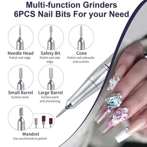 Taladro Eléctrico para Uñas de 45000 RPM, Inalámbrico, Recargable, con Certificación CE, para Uso en Salón y Hogar, Kit de Manicura con 6 Puntas de Pulido - Product Image 2