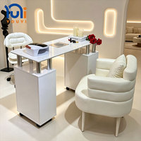 Table de manucure individuelle moderne en bois personnalisable avec collecteur de poussière intégré et roulettes, pour salon de manucure, vente en gros