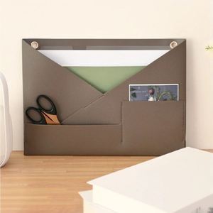 Pocket Hanging Three-Layer Small Items Holder Wall Mount A4 Documents Cards Pu Leather Clear <b>File</b> Letter <b>Organizer</b> - Product Image 4
