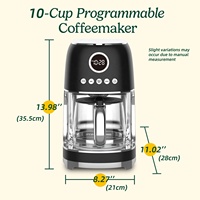 Cafetera Eléctrica Nueva de Acero Inoxidable de 10 Tazas con Ajustes Programables, Diseño Retro, Función de Pausa y Mantenimiento de Calor