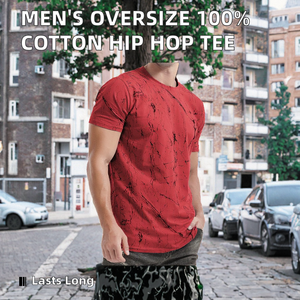 T-shirt décontracté pour homme style hip-hop en polyester/coton, manches courtes, coupe oversize, 250 grammes, tissé, respirant, coupe carrée, délavé, couleur unie - Product Image 2