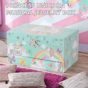 Siempre brillante lujo personalizado <span class=keywords><strong>princesa</strong></span> unicornio diseño manivela <span class=keywords><strong>caja</strong></span> de música 60s sonido madera baratija cajones estrella ornamento regalo para - Product Image 2