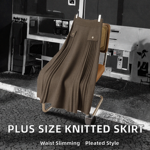 กระโปรงมิดิทรงเอไลน์ ผ้าถักย้อมสีธรรมชาติ เอวสูง กระดุมติด ดีไซน์ระบายอากาศได้ดี จับจีบ แต่งลาย  ทรงเข้ารูป  ไซส์พลัส สำหรับฤดูใบไม้ร่วง สไตล์ลำลอง - Product Image 2