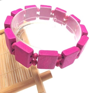 Mixed Bright Colors Plain Wood <strong>Bead</strong> <strong>Bracelet</strong> <strong>Wooden</strong> Panel Rosary Blank <strong>Bracelet</strong> - Product Image 2