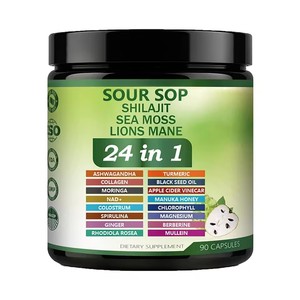 24-in-1 Graviola-Kapseln Nahrungsergänzungsmittel mit Shilajit, Meeresmoos, Löwenmähne, Moringa, Kurkuma, Ashwagandha, Schwarzkümmelöl - Product Image 1
